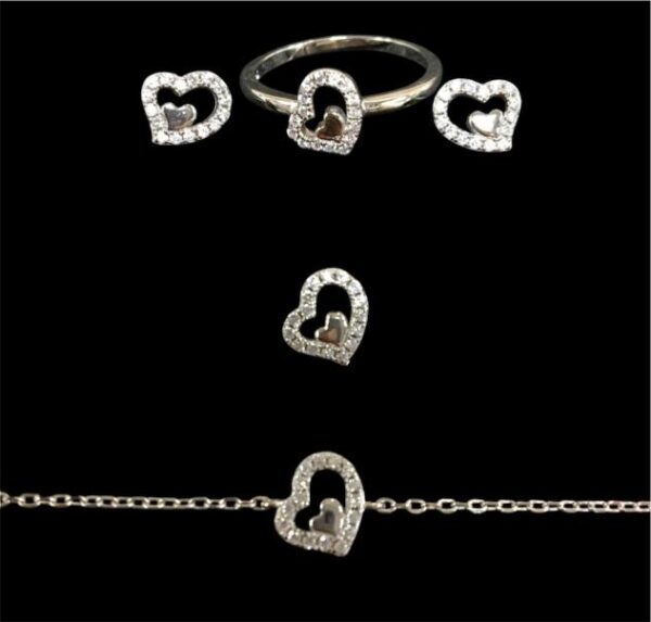 Stunning 925 sterling silver jewellery set with shining high grade cubic zircons