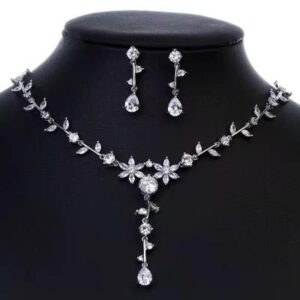 Stunning moders necklace and earring set with shiimering high grade cubic zirconias