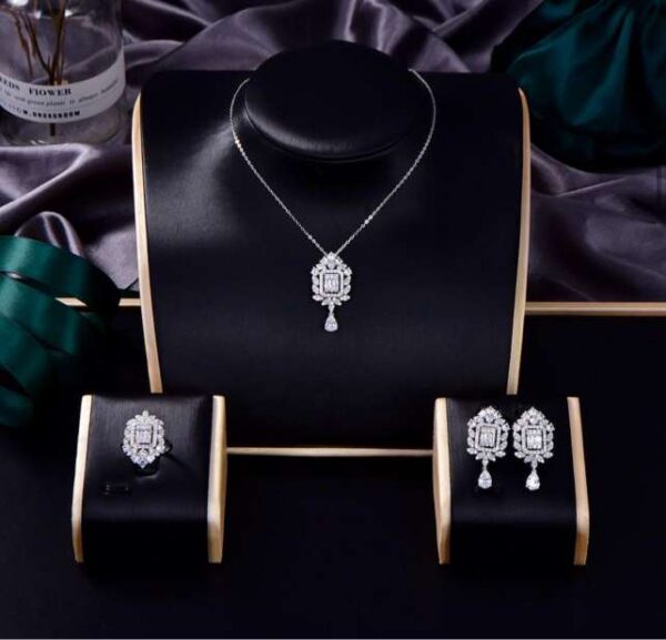 Meticulously crafted, this 925 Sterling Silver Jewelry Set shines with high-quality Cubic Zircons for a refined and polished look.