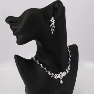 Dazzling necklace and earring set withhigh grade cubic zircons