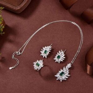 radiant 925 Sterling Silver Jewelry Set shines with high-quality Cubi