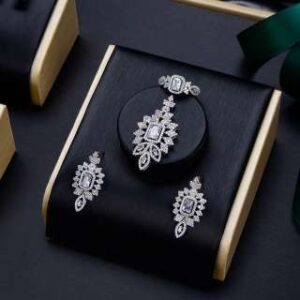 Gracefully styled, this 925 Sterling Silver Full Set is adorned with shimmering Simulated Diamonds for timeless sophistication.