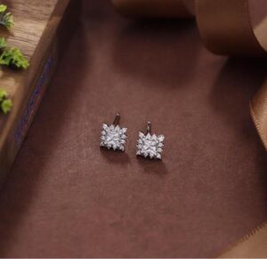Classic Sterling Silver studs, Enhanced with Shimmering Zirconias and Sophistication.