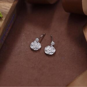 Minimalist Sterling Silver Earring Studs, Designed with Cubic Zirconia