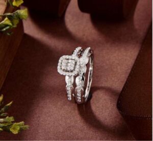 Stella Luxe Silver Sterling 925 Double Ring with High-Quality Simulated Diamonds