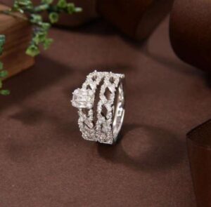 Nova Radiance Silver Sterling 925 Double Ring with High-Quality Simulated Diamonds