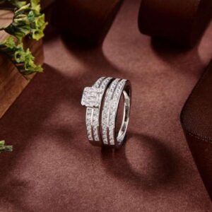 Luna Celeste Gold Plated 925 Sterling Silver Ring with Premium Simulated Diamonds