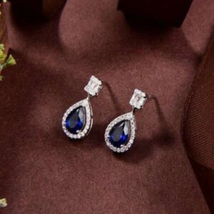 Modern 925 Sterling Silver Stud Earrings with Sparkling Simulated Diamonds