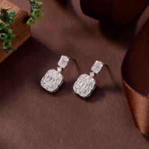 Elegant 925 Sterling Silver Stud Earrings, Highlighted by Sparkling Simulated Diamonds