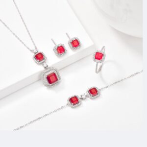 Sophisticated 925 Sterling Silver Jewelry Set, Shimmering with Radiant Cubic zircons