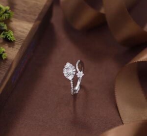 Delicate 925 Sterling Silver ring with Tiny, Sparkling Simulated Diamonds