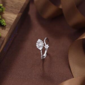 Delicate 925 Sterling Silver ring with Tiny, Sparkling Simulated Diamonds