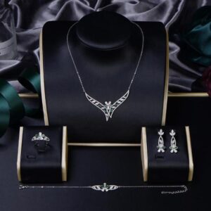 Stunning 925 Sterling Silver Full Jewelry Set, Embellished with Dazzling Simulated Diamonds